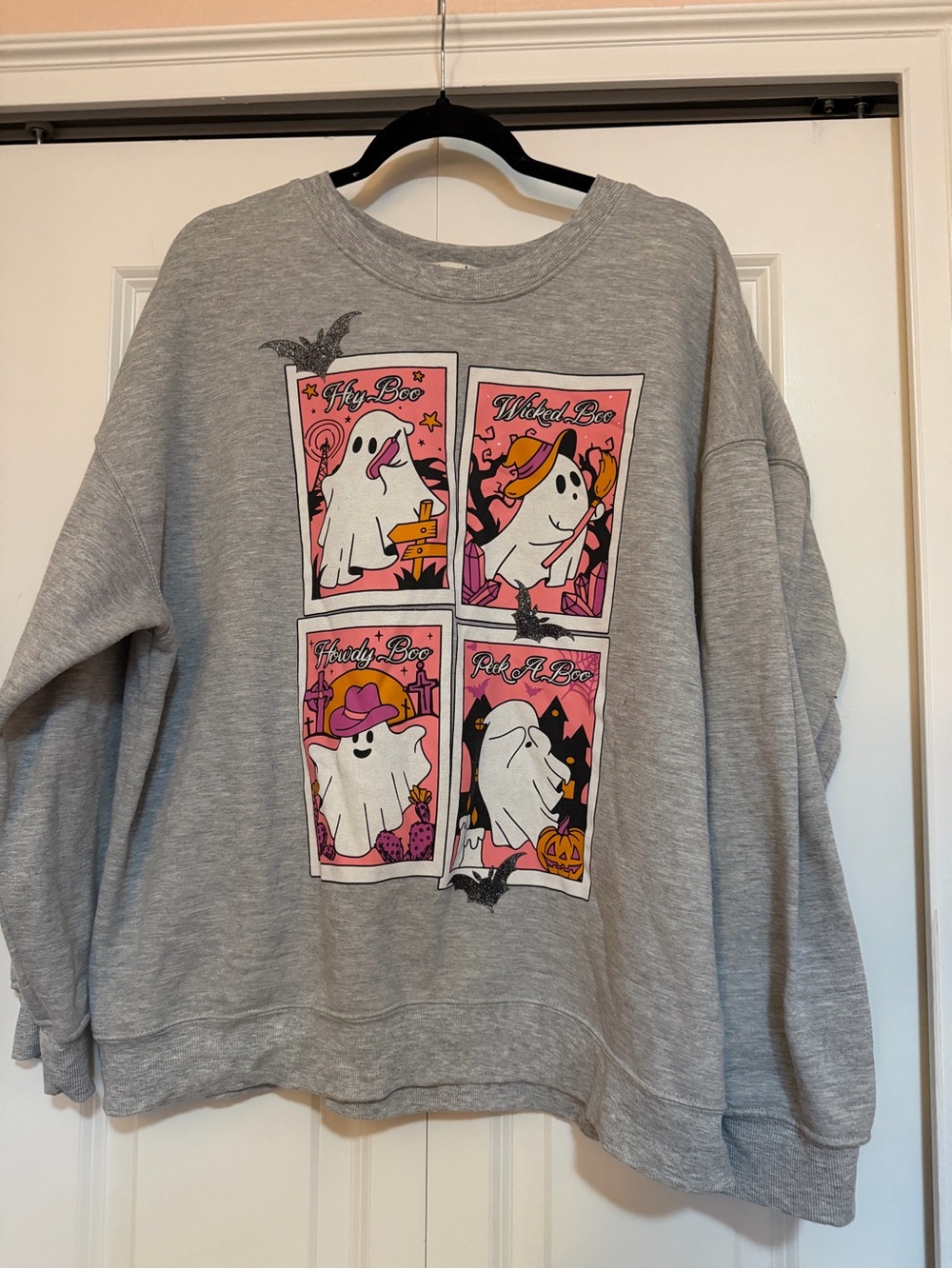 Wound Up Grey Sweatshirt with Pink Graphic Panel